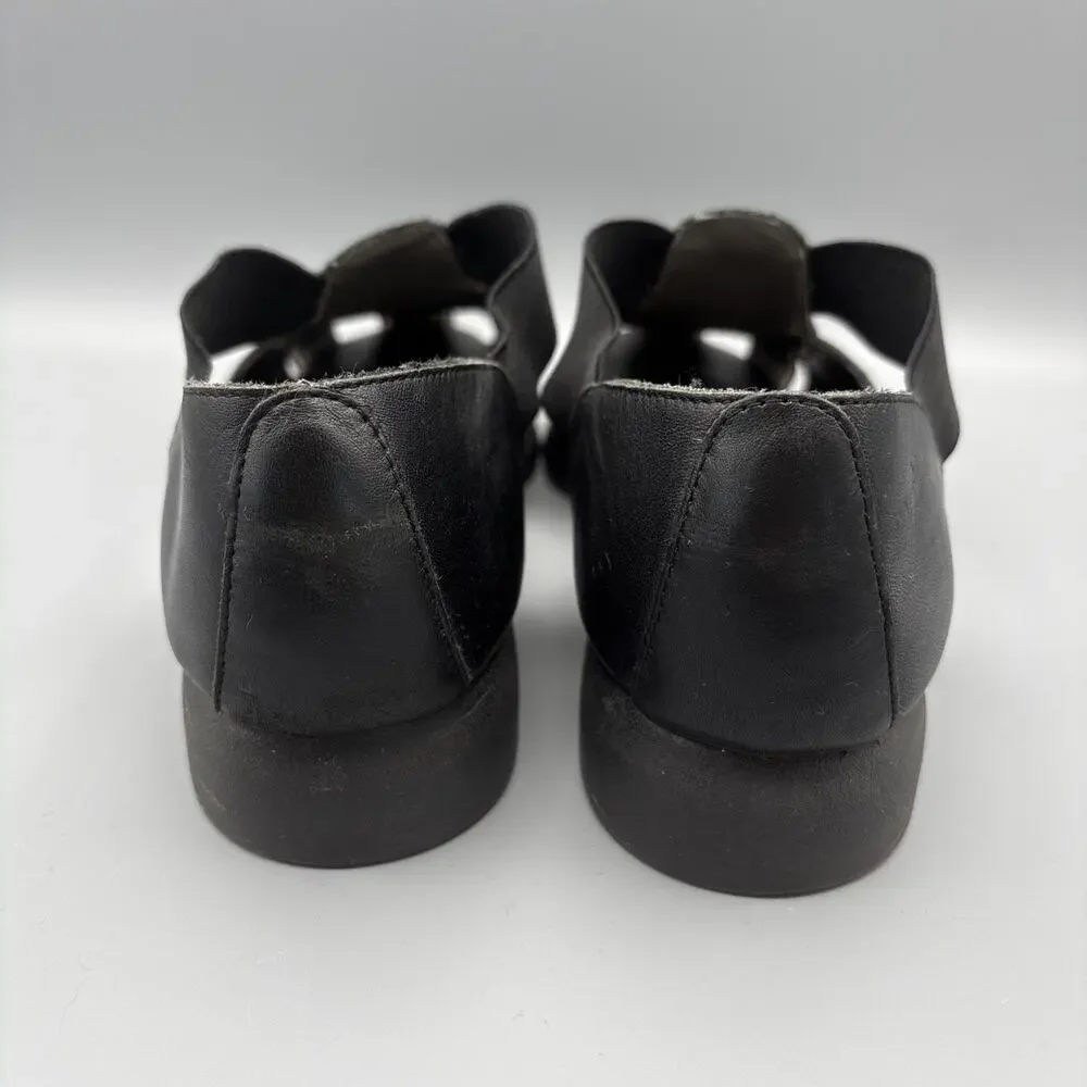 Cabin Creek Sandal Size 9.5 Black Leather Comfort Elastic Fisherman Shoe 90s Mom
